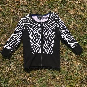 White House Black Market Zebra 3/4 Sleeve Top